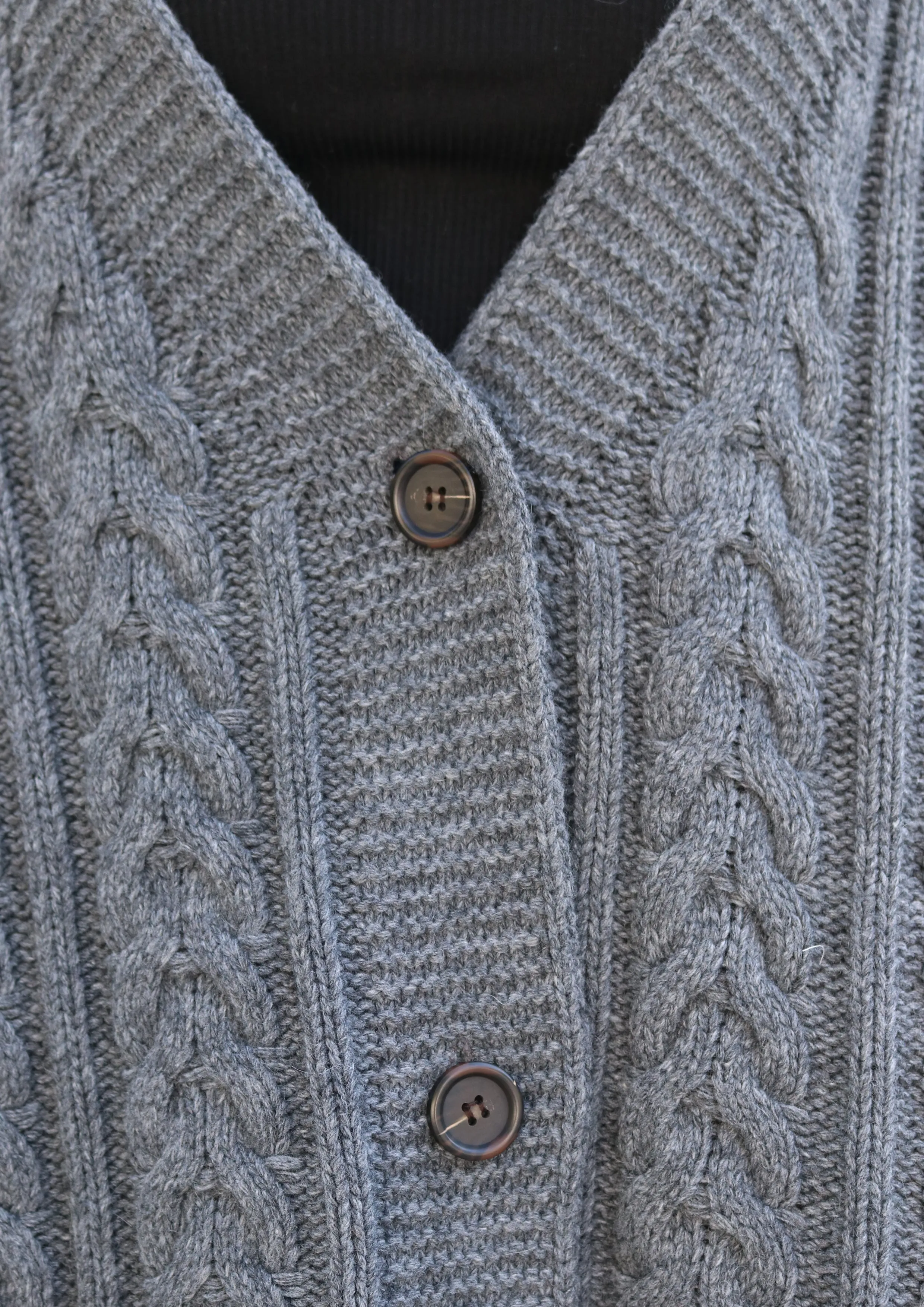 Oversized Charcoal Cable Knit Cardigan