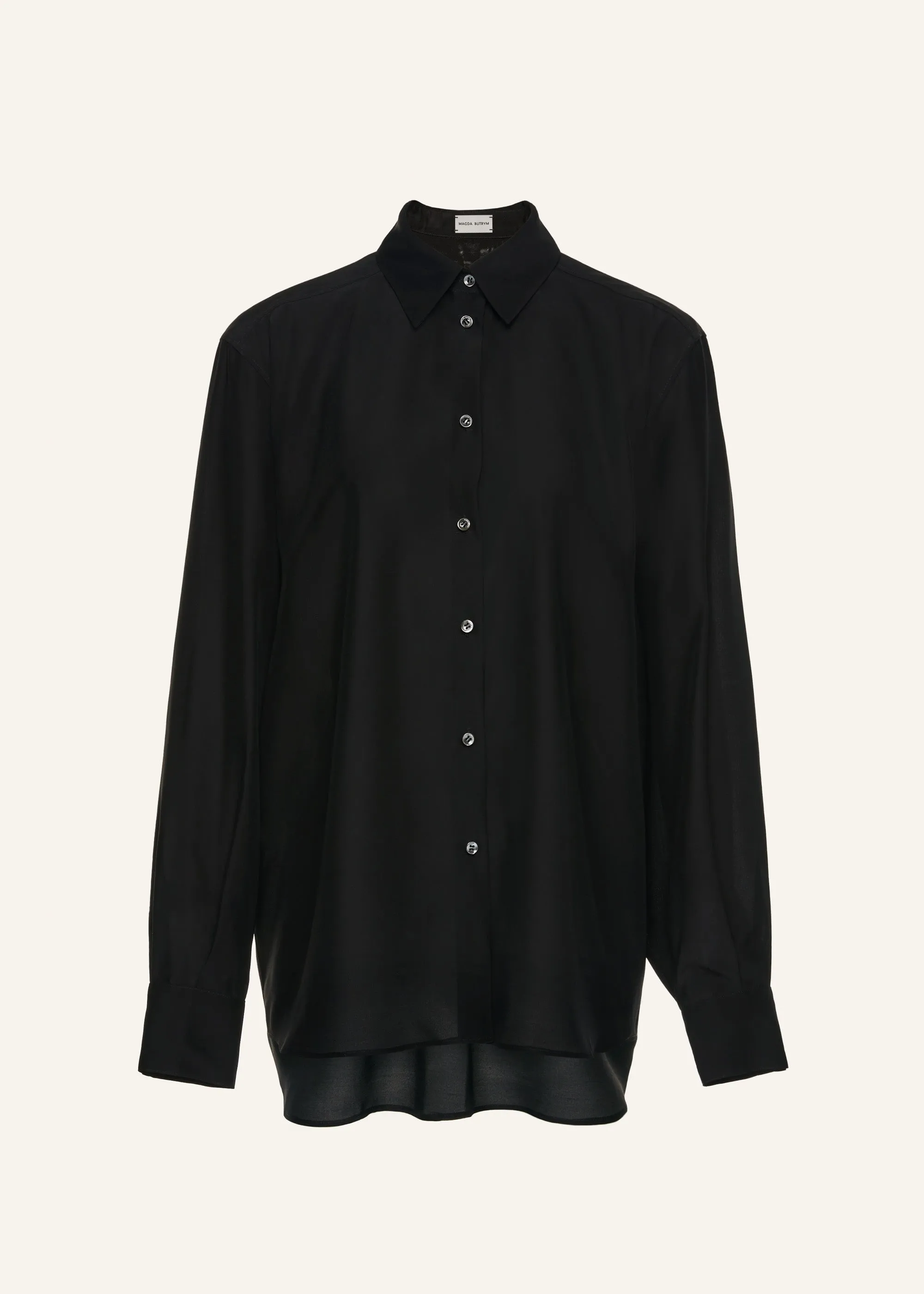 Oversized silk shirt in black