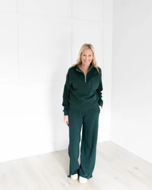 Pine 1/4 Zip Fleece Pullover with Wide Leg Pant Sweat-set