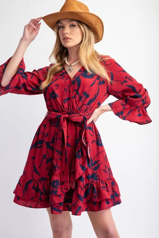 Printed Wool Peach Surplus Dress