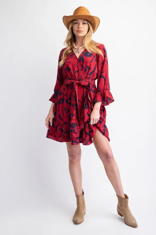 Printed Wool Peach Surplus Dress