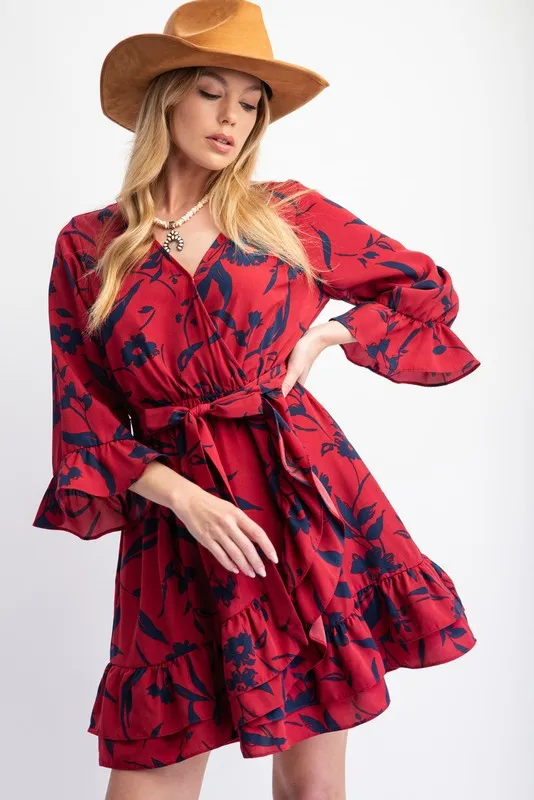 Printed Wool Peach Surplus Dress