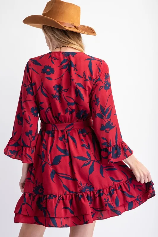 Printed Wool Peach Surplus Dress