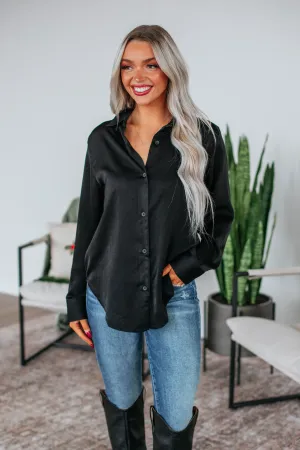 Quinn Button Down Blouse - Black