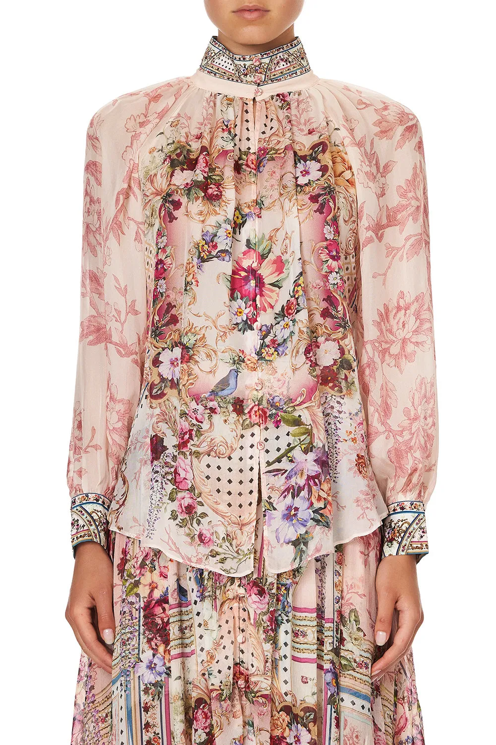 RAGLAN BUTTON UP SHIRT SUMMONED BY A ROSE