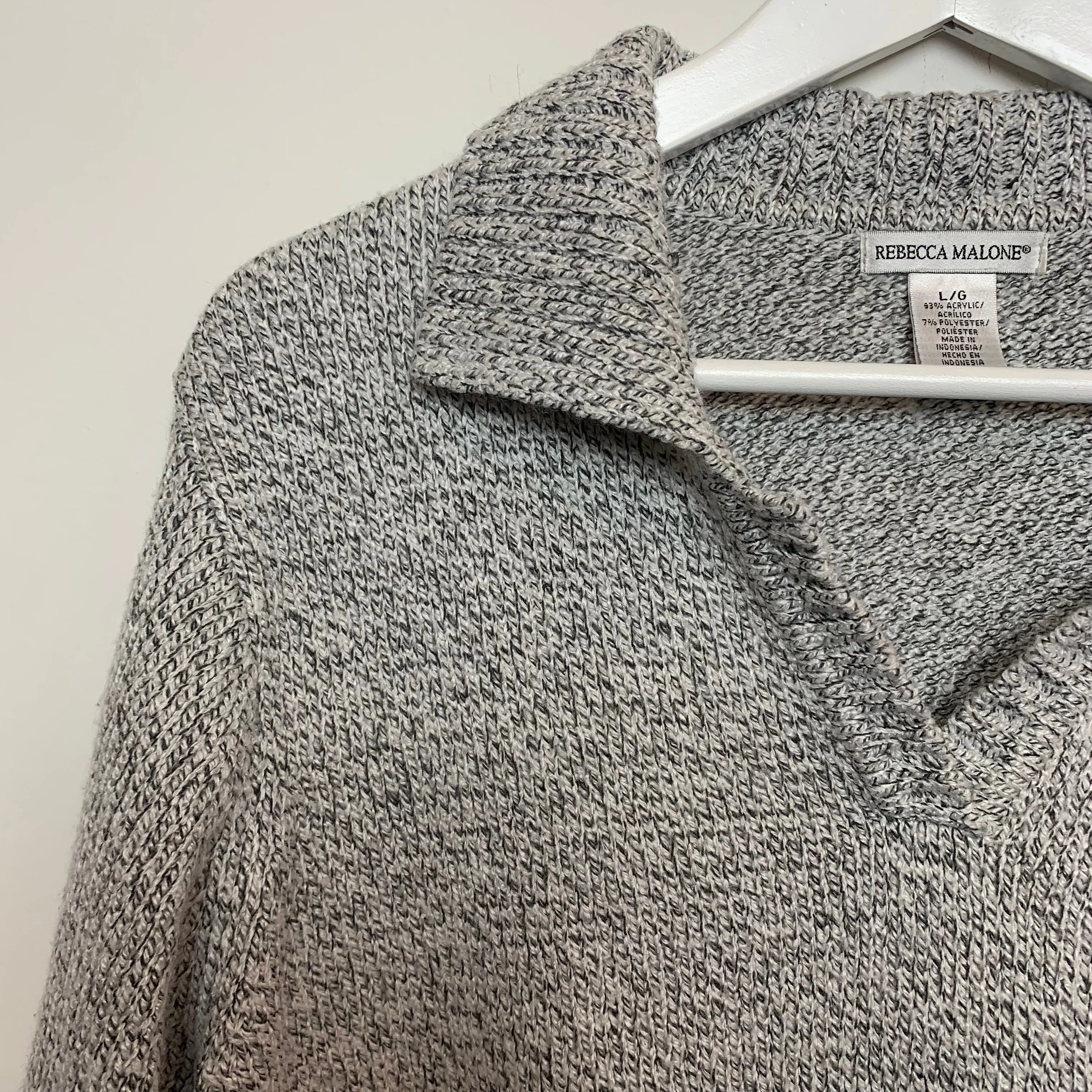 Rebecca Malone Collared Sweater Pullover Grey Space Knit Large