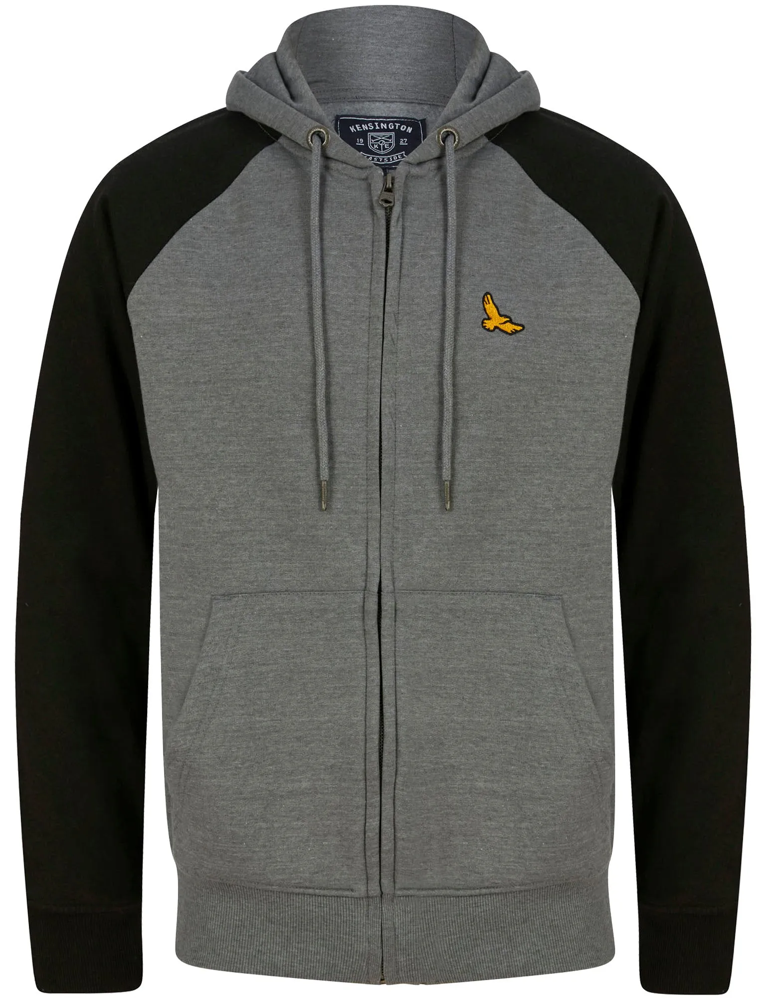 Replex 2pc Hoody & Jogger Brushback Fleece Tracksuit Co-ord Set in Mid Grey Marl / Jet Black - Kensington Eastside
