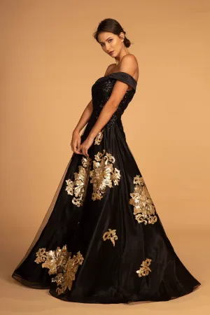 Sequin Embellished Off-The-Shoulder Long Dress GLGL2542