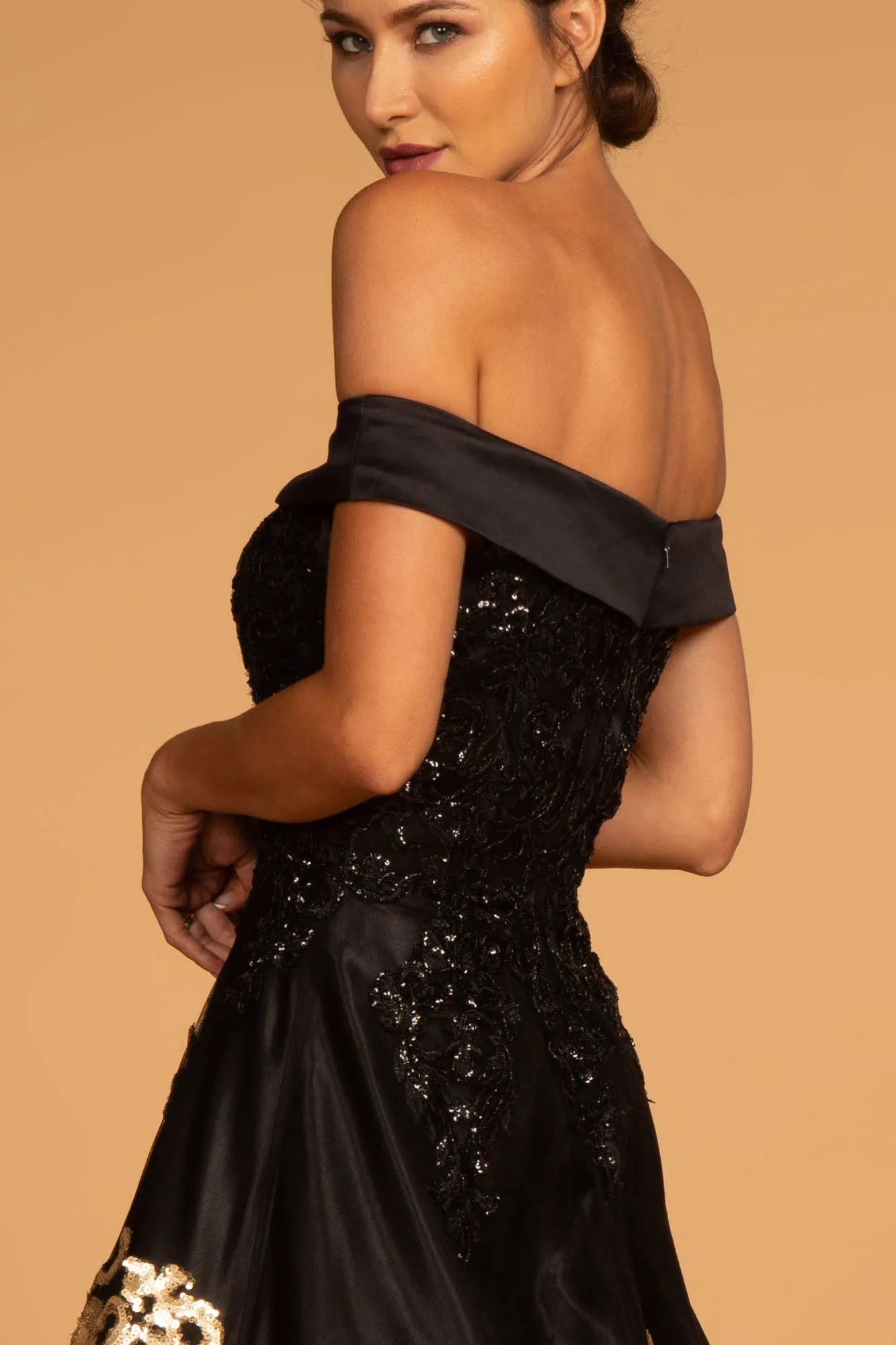Sequin Embellished Off-The-Shoulder Long Dress GLGL2542