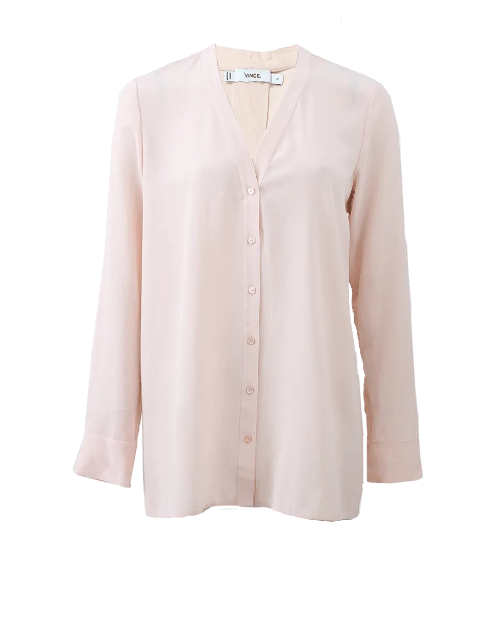 V-Neck Button Blouse