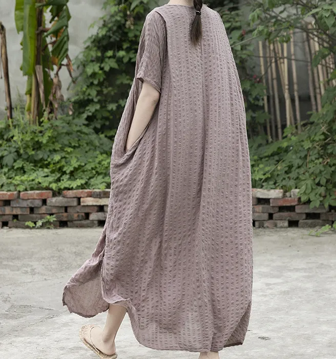 V Neck Linen Cotton Women Dresses Casual Summer Loose Women Dresses SSM97215