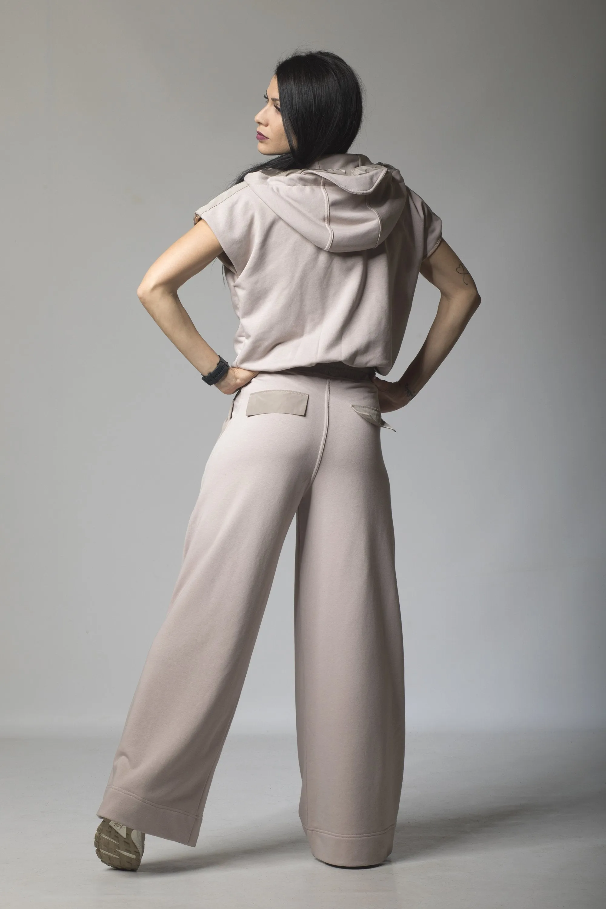 Wide Leg Pants and Hooded Crop Top