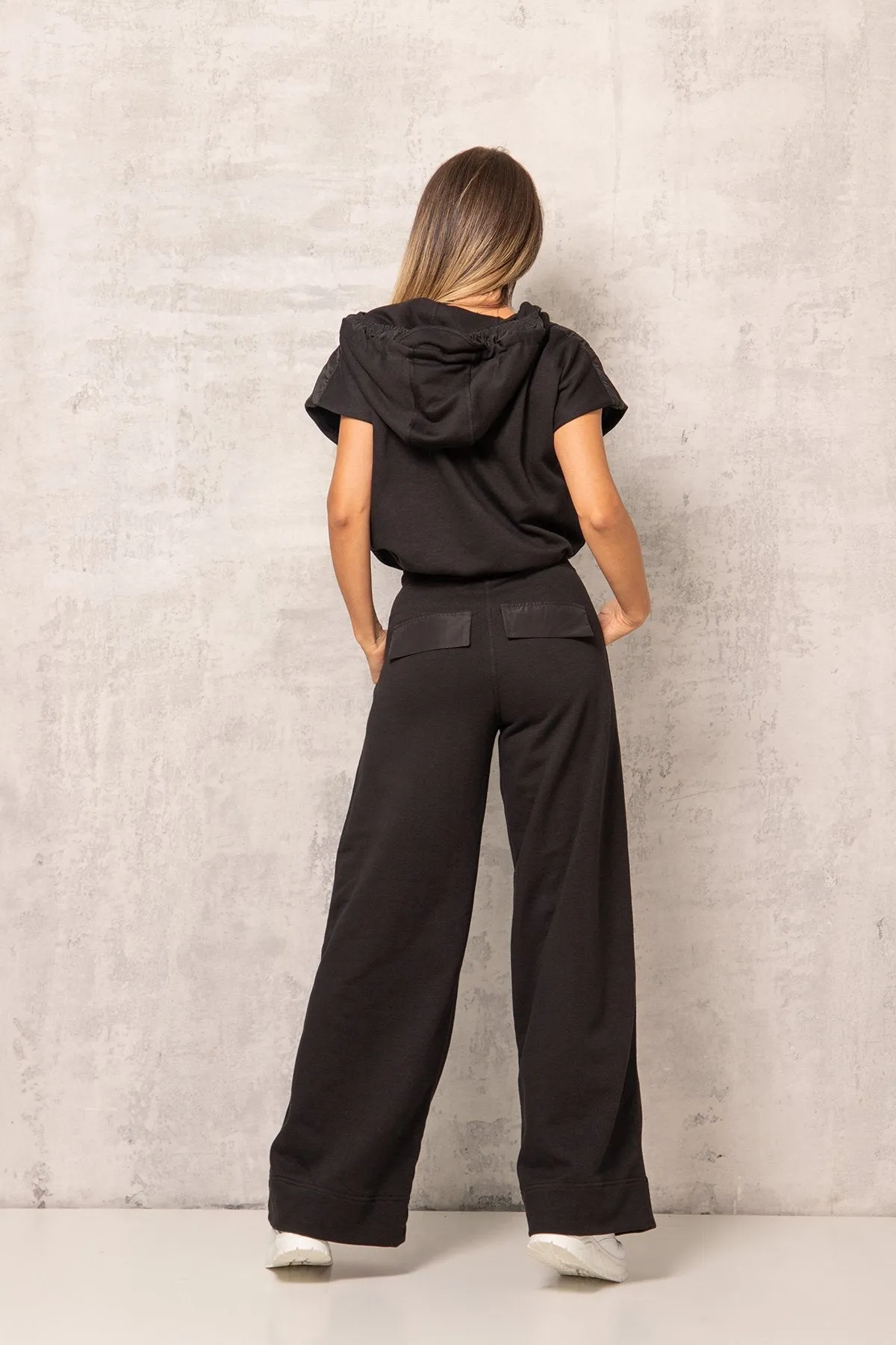 Wide Leg Pants and Hooded Crop Top