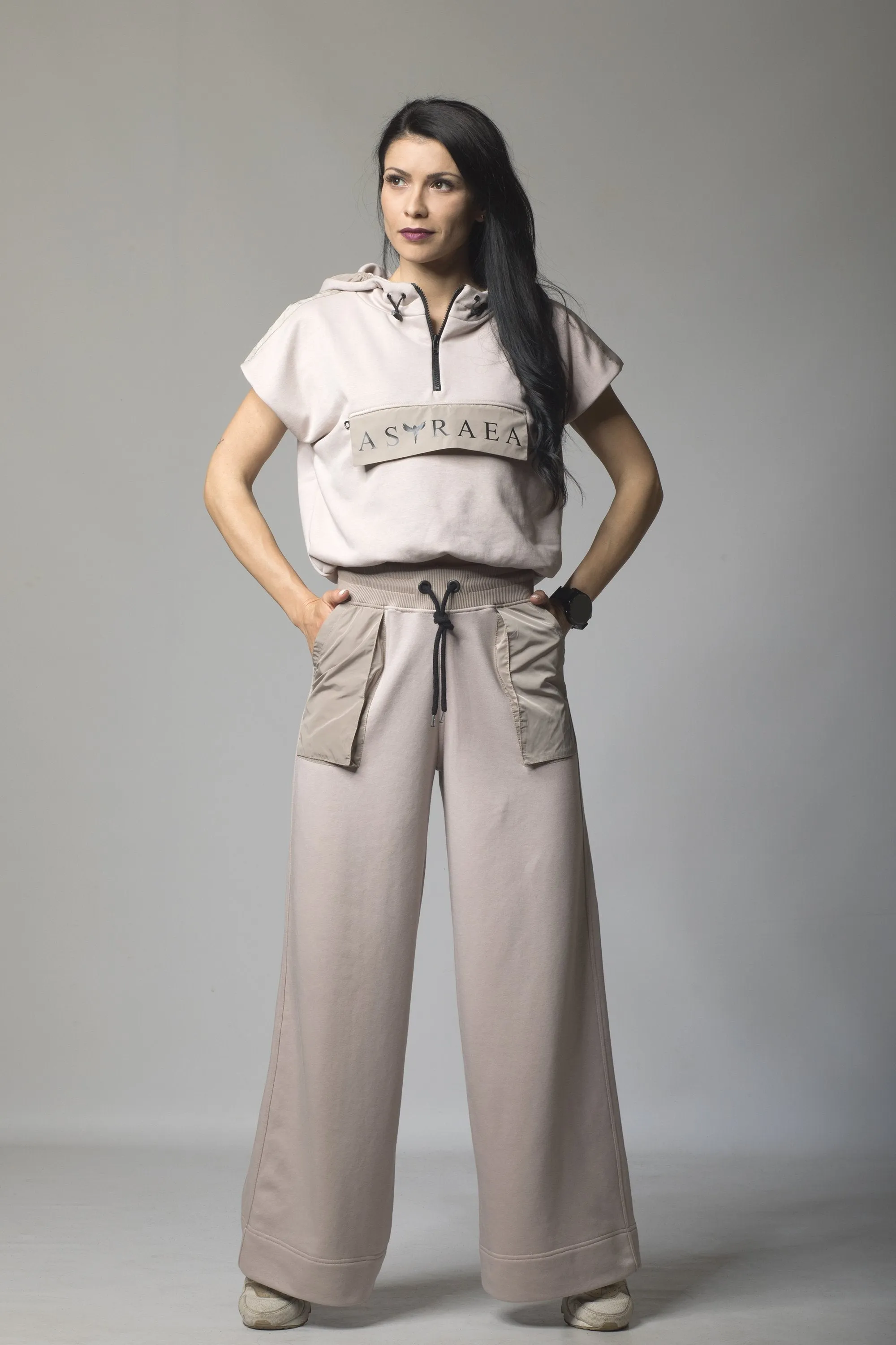 Wide Leg Pants and Hooded Crop Top