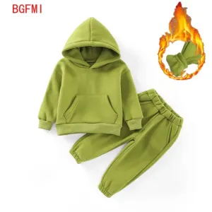 Winter Baby Unisex Warm Casual Cotton Sweatshirt Boy Girl Children's Set Fleece Suit Boys Sweater Hoodie   Pants Thick Sets X4759810