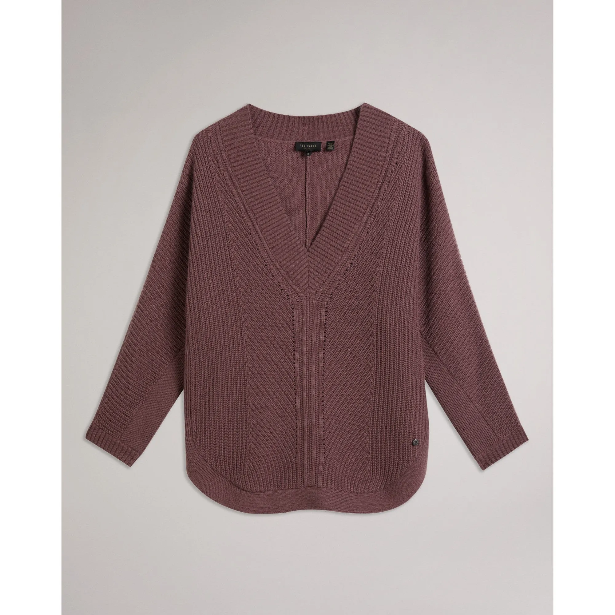 Women Wmk-Lerissa-Engineered Slouchy V Neck Sweater - Taupe