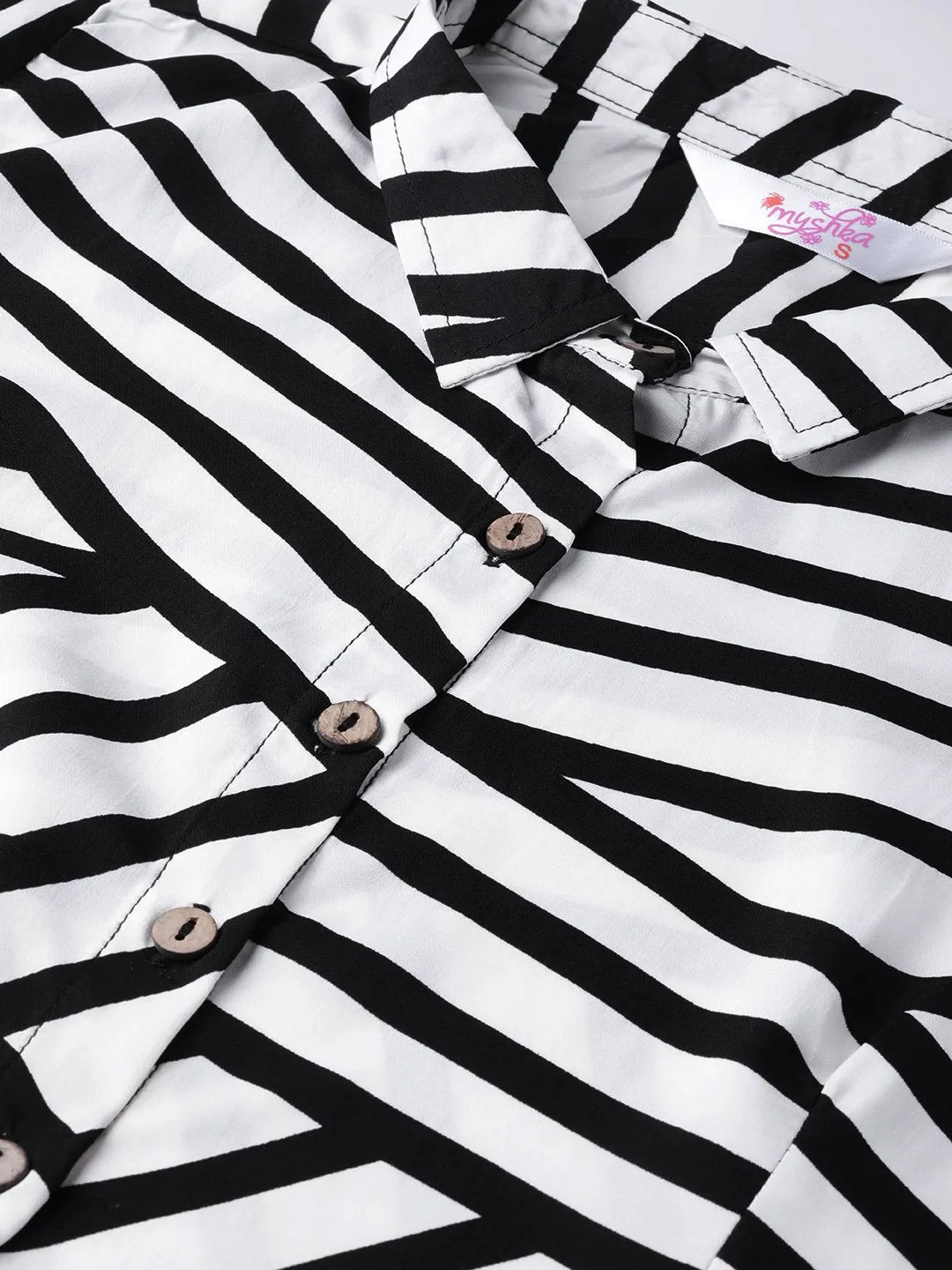 Women's Black Printed Casual Polyester Dress