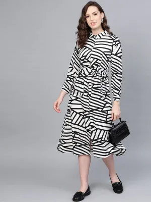 Women's Black Printed Casual Polyester Dress