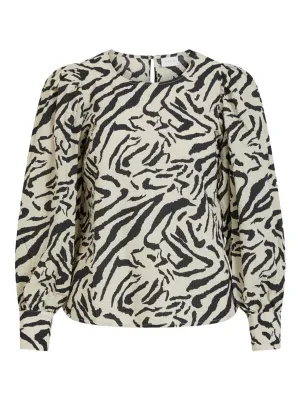 Women's Zebra Printed Blouse,Beige