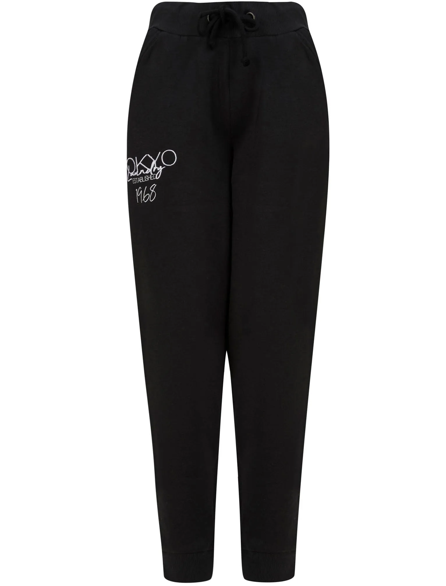 Wyatt Brushback Fleece Cuffed Joggers in Jet Black - Tokyo Laundry